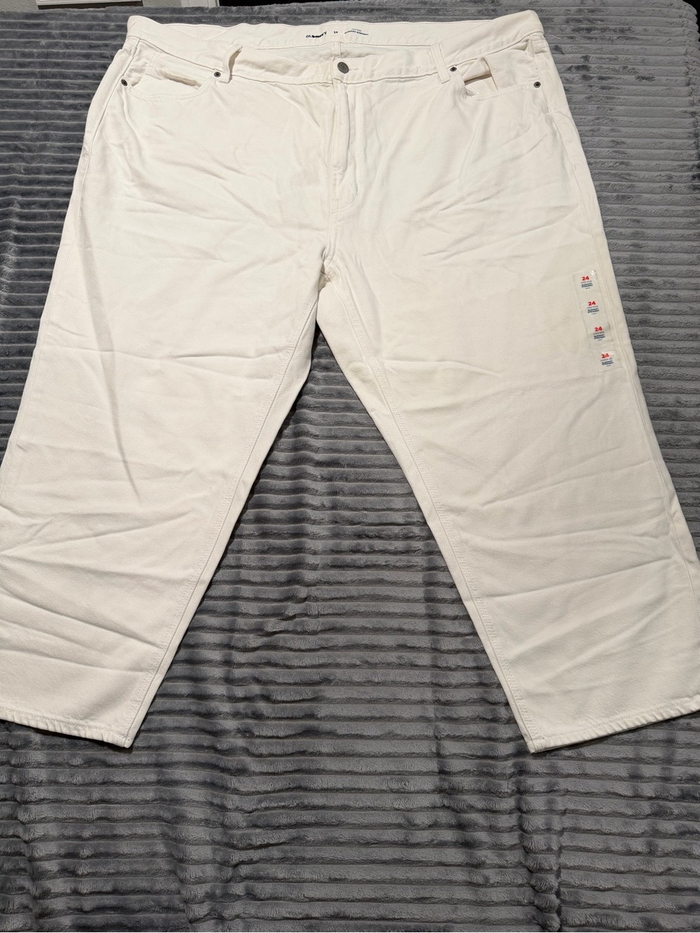 Old Navy Women’s Slouchy Straight Crop Size 24 White Relaxed-Fit Pants
